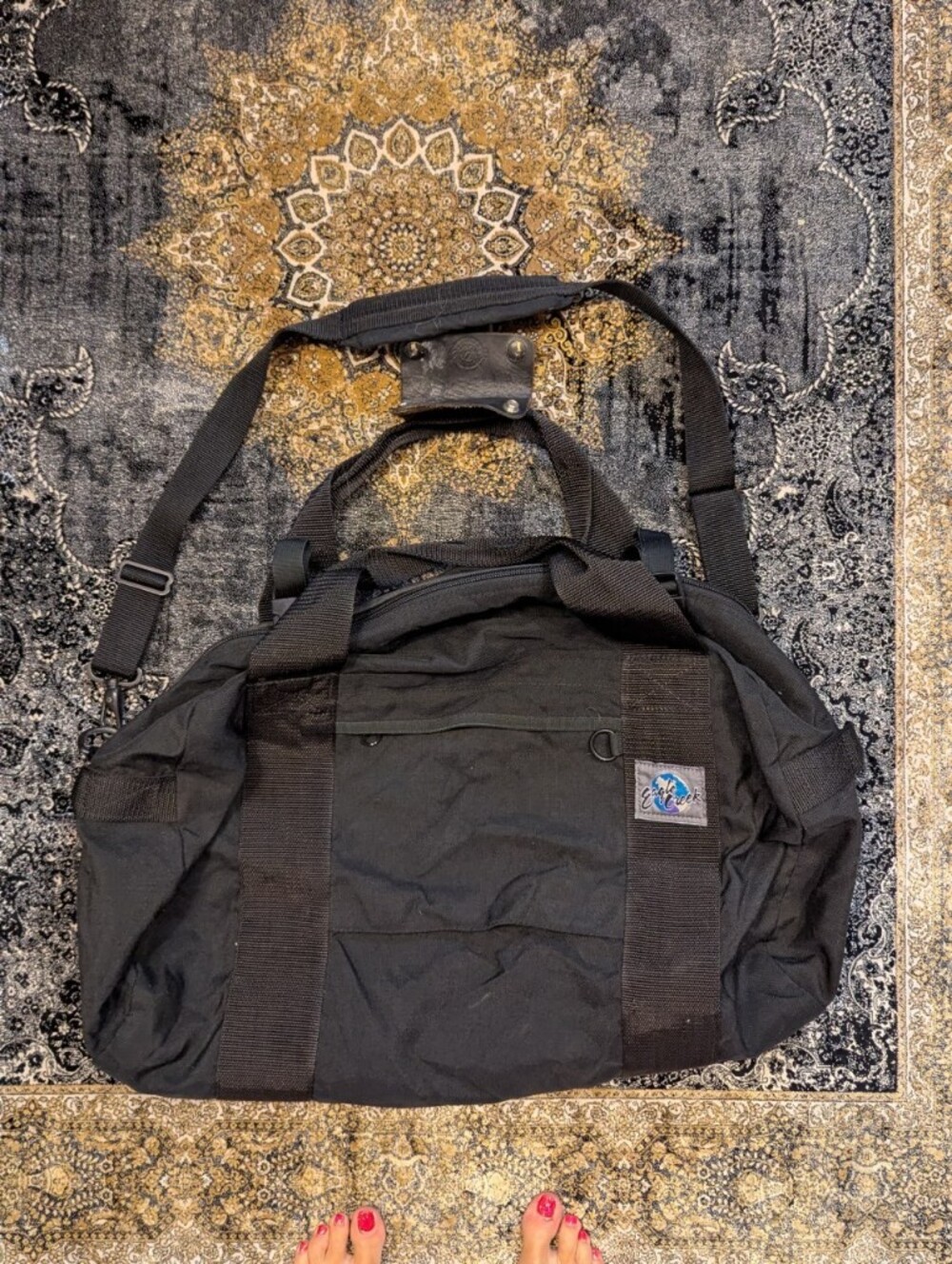 Vintage Eagle Creek Black Canvas Duffel with Adjustable Shoulder Strap